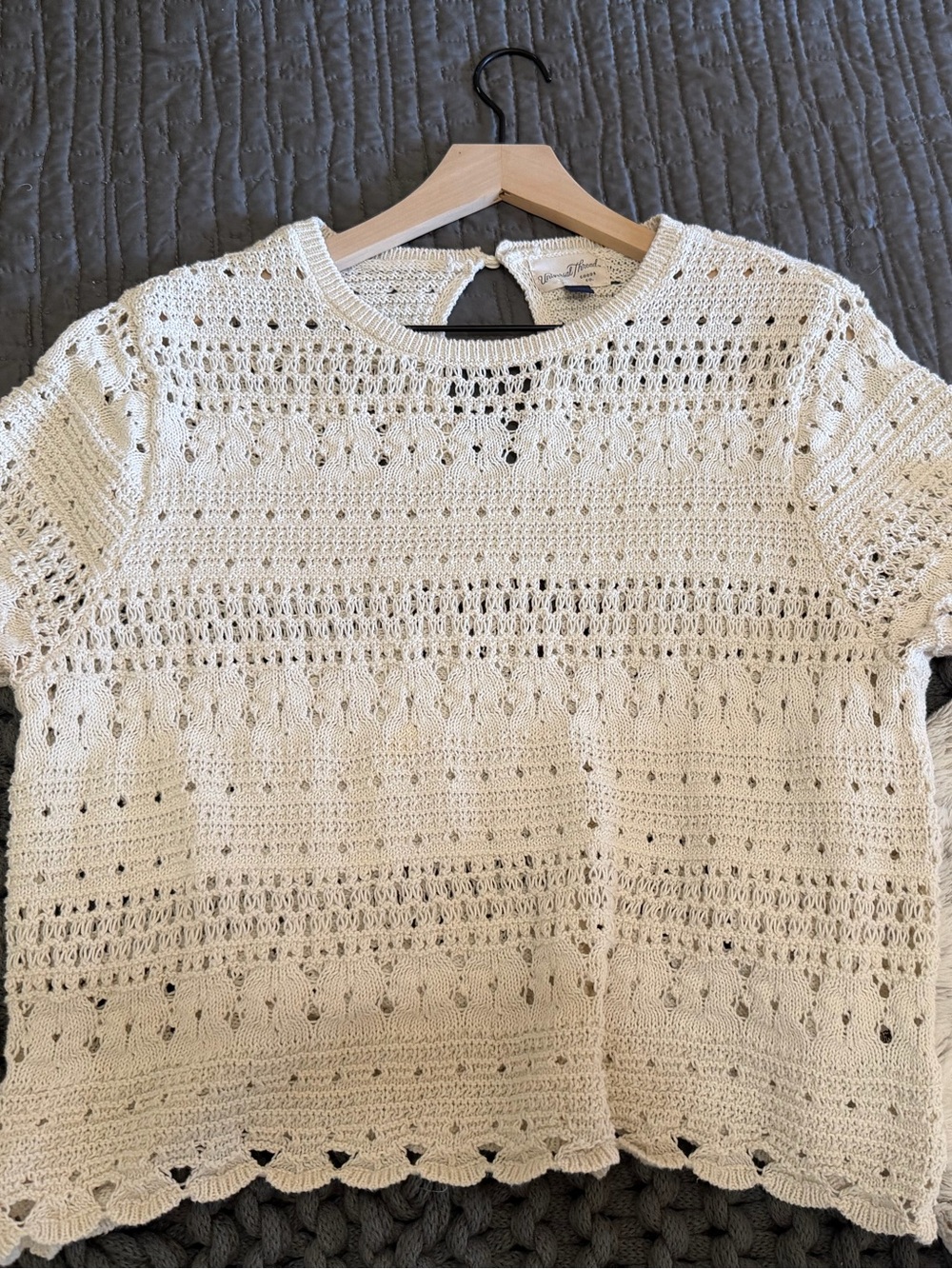 Universal Thread Cream Crochet Knit Crewneck Sweater